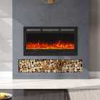 Black Electric Fire Wall Mounted or Inset Fireplace Heater 9 Flame Colors Adjustable with Remote Control 40 Inch