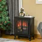 HOMCOM Free standing Electric Fireplace Stove W/ LED Fire Flame Effect Black