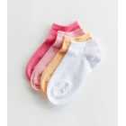 Girls 4 Pack Pink Orange and White Trainer Socks