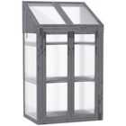 Outsunny Wooden Cold Frame Grow House w/ Polycarbonate Semi Transparent Glazing - Grey