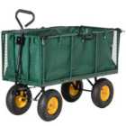 Outsunny Large 4 Wheel Heavy Duty Garden Cart w/ Handle and Metal Frame - Green