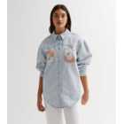 ONLY Pale Blue Denim Front and Back Paisley Patch Shirt