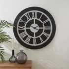 Wooden Clock Black Silver 60cm