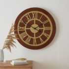 Wooden Clock Walnut Gold 60cm