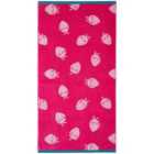 M&S Collection Pure Cotton Strawberry Print Beach Towel, Pink Mix