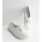 White Canvas Lace Front Trainers