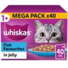 Whiskas 1+ Fish Favourites Adult Wet Cat Food Pouches in Jelly 40 x 85g