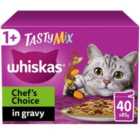 Whiskas 1+ Chef's Choice Mix Adult Wet Cat Food Pouches in Gravy 40 x 85g