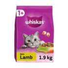 Whiskas 1+ Lamb Adult Dry Cat Food 1.9kg
