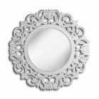 Nielsen Cassibilie Decorative Embossed Round Wall Mirror, White, 60cm