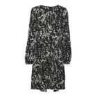 Vero Moda Curve Black Abstract Jersey Long Puff Sleeve Mini Dress