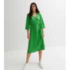 JDY Green 3/4 Sleeve Midi Wrap Dress