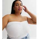 Curves White Jersey Ruched Bandeau Top