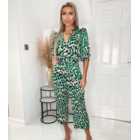 AX Paris Green Abstract Belted Jumpsuit