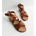 Tan Leather-Look Strappy Footbed Sandals