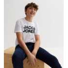 Jack & Jones Junior White Logo Crew Neck Short Sleeve T-Shirt