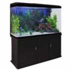 Monster Shop Aquarium Fish Tank and Cabinet With Complete Starter Kit - Black Tank and White Gravel