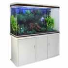 Monster Shop Aquarium Fish Tank and Cabinet With Complete Starter Kit - White Tank and Black Gravel
