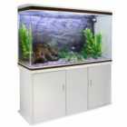 Monster Shop Aquarium Fish Tank and Cabinet With Complete Starter Kit - White Tank and Natural Gravel