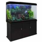 Monster Shop Aquarium Fish Tank and Cabinet With Complete Starter Kit - Black Tank and Black Gravel