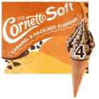 Cornetto Soft Caramel & Hazelnut Ice Cream Cones 4 x 140ml
