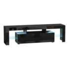 HOMCOM High Gloss TV Stand With 16 Colour Option LED Rgb Lights And Remote Control Black Large
