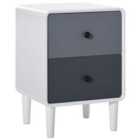 HOMCOM Simple 2 Drawer Bedside Table Grey Two Tone