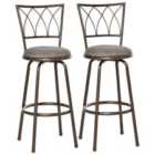 HOMCOM Set Of 2 Bronze Tone Metal Bar Chairs With Arch Design Cut Out Backs