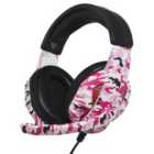 Camo Wired Gaming Headset With Led Lights - Diva Pink