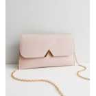 Cream Leather-Look Chain Strap Clutch Bag