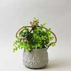 Artificial Herbs in Hanging Cement Plant Pot 24cm