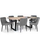 Julian Bowen Set Of Berwick Dining Table & 6 Luxe Grey Chairs