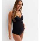 Maternity Black Strappy Wrap Swimsuit