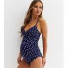 Maternity Blue Spot Ruched Wrap Swimsuit