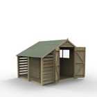Forest Garden Overlap Pressure Treated 6' x 8' Apex Shed - Double Door With Lean To