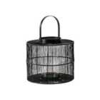 Ivyline Portofino Wirework Lantern With Glass Insert H: 22 x W: 26 Cm - Black
