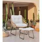 FurnitureBox Tahiti Outdoor Chair And Footstool Brown