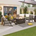 Nova Vogue 3 Seat Sofa Outdoor Dining Set With Firepit Table - Grey