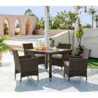 FurnitureBox Barbados Outdoor Dining Set 4 Seat Brown