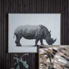 Wandering Rhino Abstract Framed Canvas