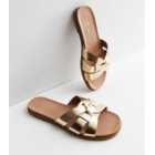 Extra Wide Fit Gold Footbed Mule Sliders