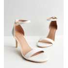 Wide Fit White Leather-Look Stiletto Heel Sandals