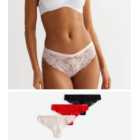 3 Pack Red Pink and Black Lace Satin Band Thongs