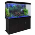 Monster Shop Aquarium Fish Tank and Cabinet With Complete Starter Kit - Black Tank and Blue Gravel