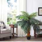 Livingandhome Artificial Plant Fake Plant Realistic Artificial Palm Tree in Black Pot H 100 cm
