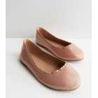 Extra Wide Fit Pale Pink Patent Scallop Ballerina Pumps