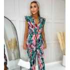 AX Paris Multicoloured Animal Print Frill Belted Wrap Jumpsuit