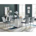 Furniture Box Florence Large Rectangular Dining Table and 6 x Grey Pesaro Silver Leg Chairs