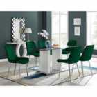 Furniture Box Florence Large Rectangular Dining Table and 6 x Green Pesaro Silver Leg Chairs