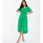 QUIZ Green Tiered Midi Wrap Dress